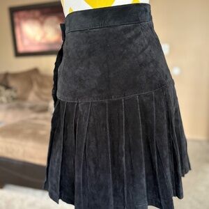Vintage suede pleated skirt